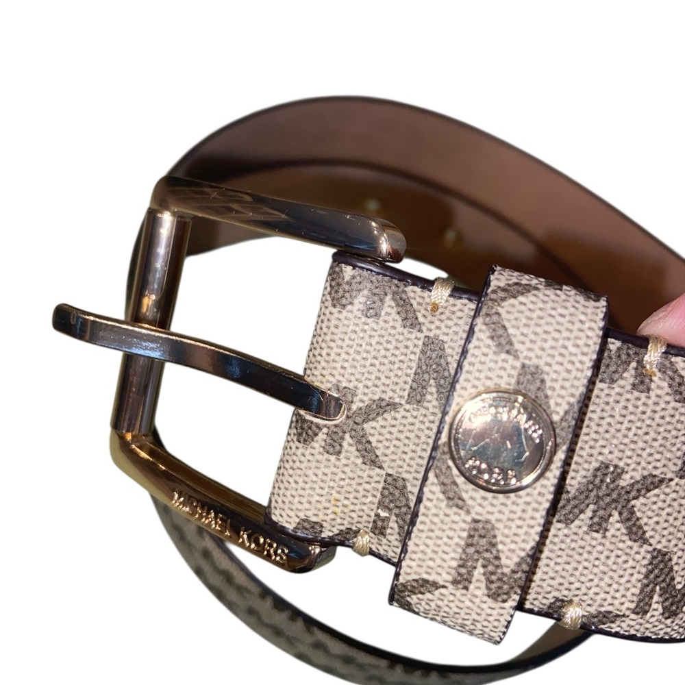 Michael Kors Designer Monogram Belt with Gold Buckle size L - Picture 3 of 7